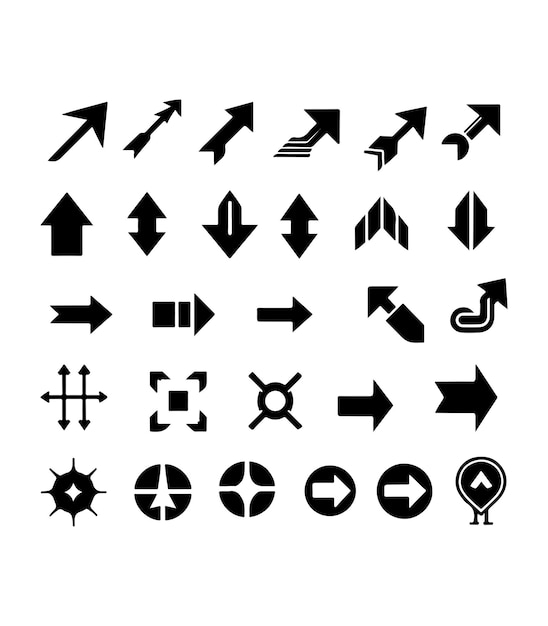 Flechas grandes iconos negros