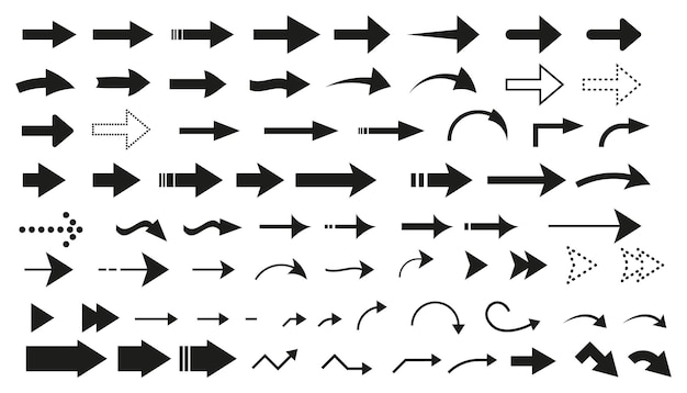 Flechas grandes negro establecer iconos Flecha vector colección Flecha Cursor Vector ilustración
