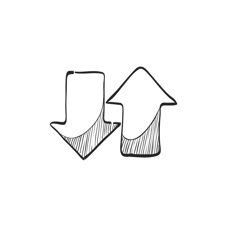 Vector flechas de icono de boceto dibujado a mano