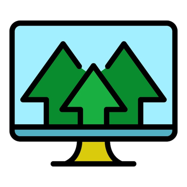 Las flechas del icono del monitor las flechas del contorno del icono vectorial del monitor el color es plano aislado