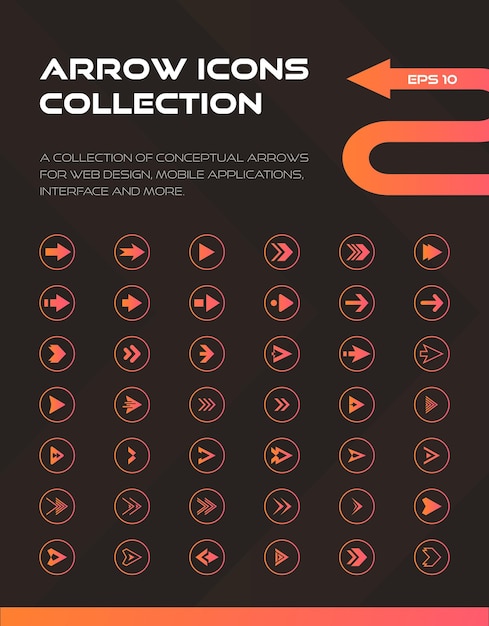 Flechas iconos de conjunto grande icono de flecha modernas flechas simples cursor de colección de vectores de flecha