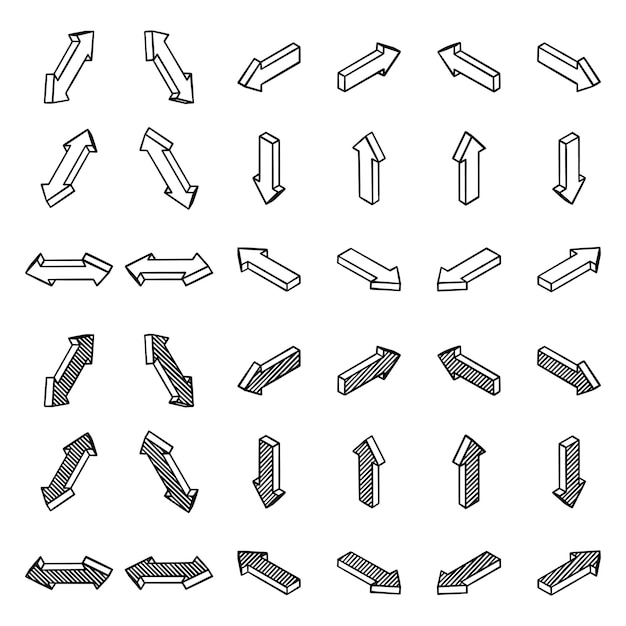 Flechas isométricas 3d.