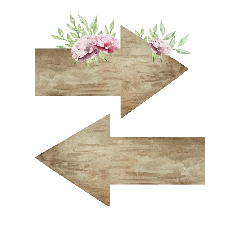 Vector flechas de madera acuarela con flores