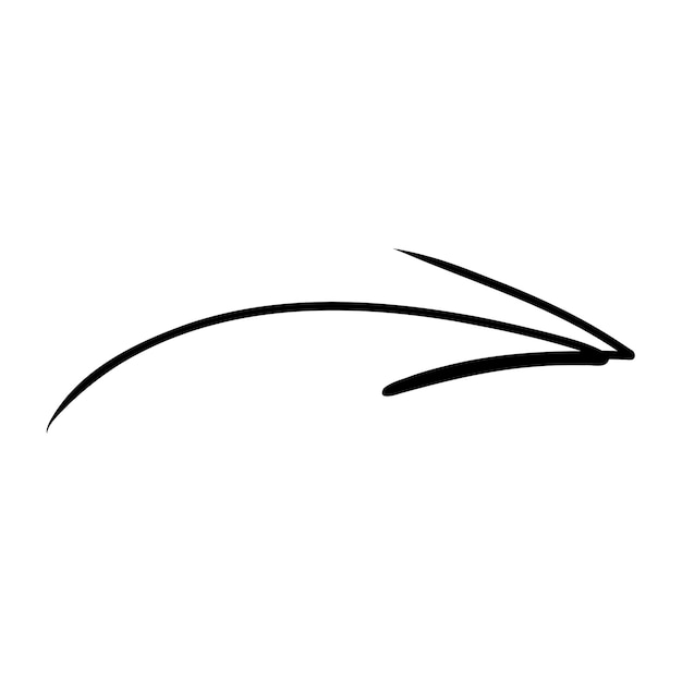 Flechas de marcador de croquis Flecha de pincel dibujada a mano marca de verificación subrayado Ilustración a mano alzada vectorial