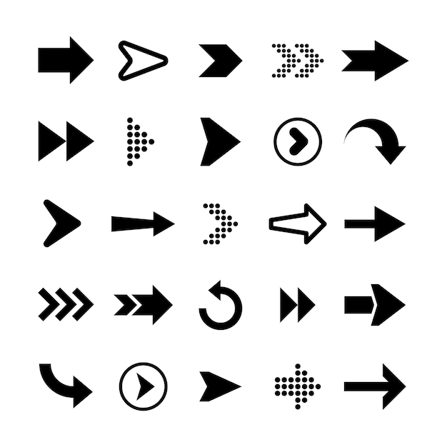 Las flechas negras en un fondo blanco la flecha el cursor el icono los punteros vectoriales la colección de la siguiente página web