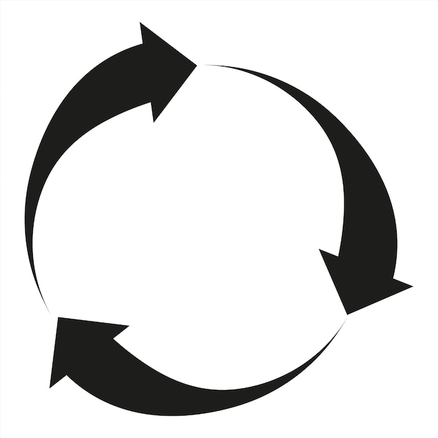 Flechas negras en negrita que forman un vector de stock de ciclo circular completo