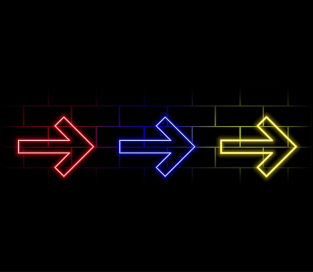 flechas de neón signo moderno diseño de pancartas brillantes coloridas tendencias de diseño moderno ilustración vectorial