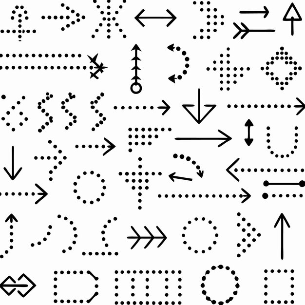 Las flechas punteadas dan forma a los elementos de diseño