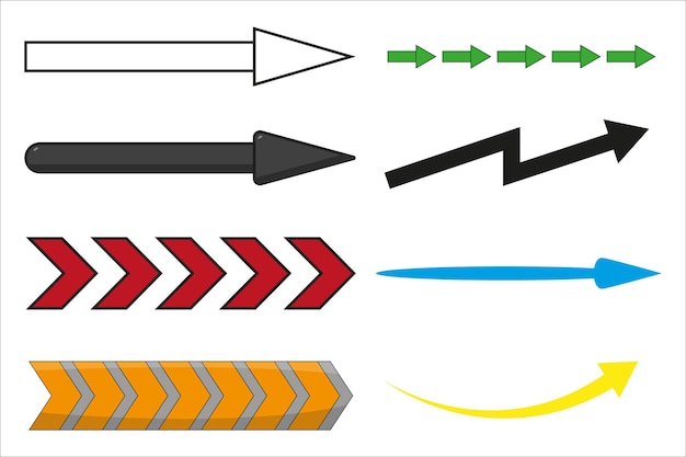 Vector flechas, punteros, dirección de movimiento, imágenes vectoriales, sobre un fondo blanco