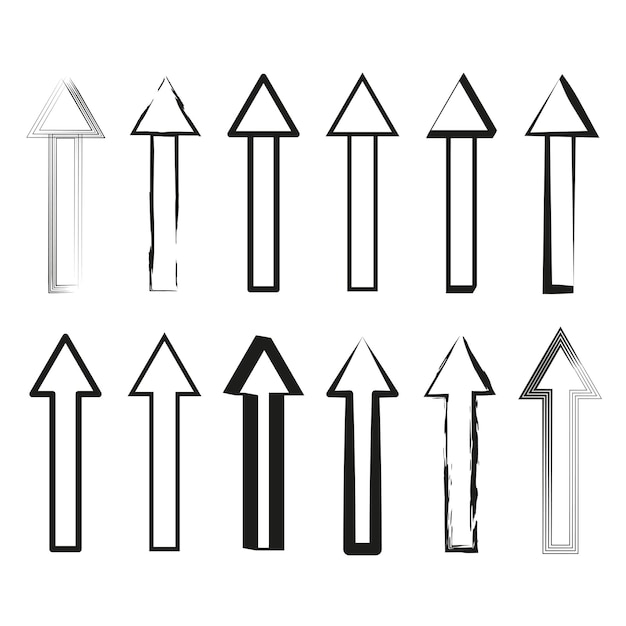 Flechas que apuntan hacia arriba estilos de línea variados símbolos direccionales diseño minimalista