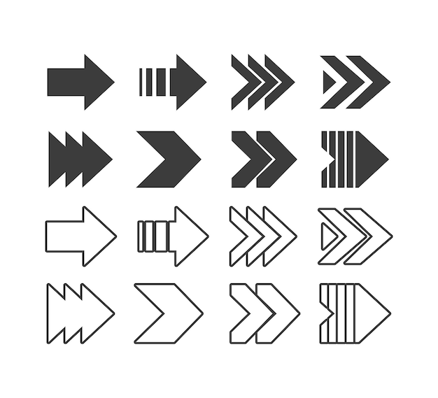 flechas de signo establecen iconos en vector de fondo blanco
