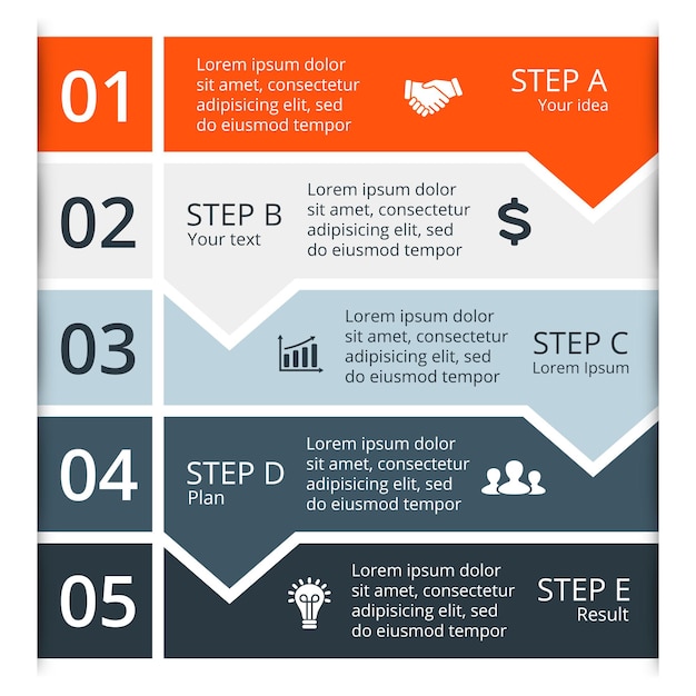 Vector flechas vector infografía presentación plantilla círculo diagrama gráfico 5 pasos partes
