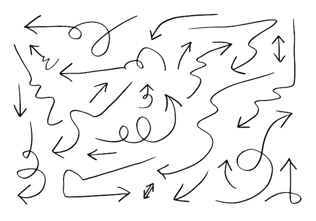Flechas vectoriales dibujadas a mano en fondo blanco. EPS vectorial