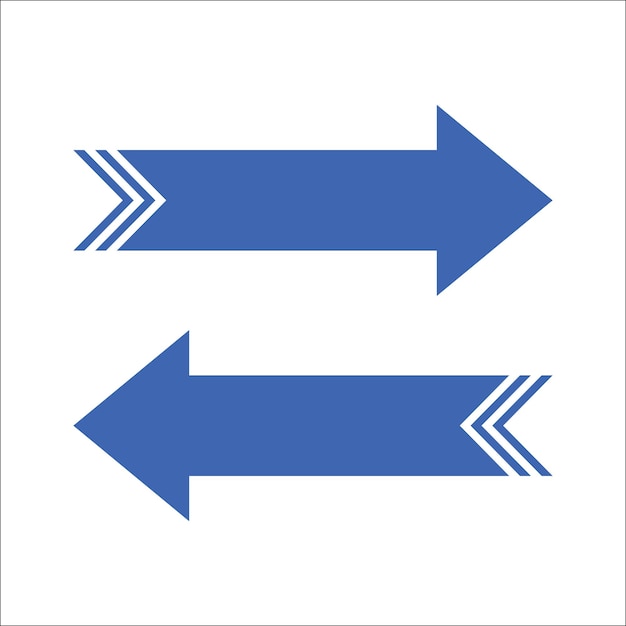 Flechas zigzagadas azules horizontales orientadas en direcciones opuestas