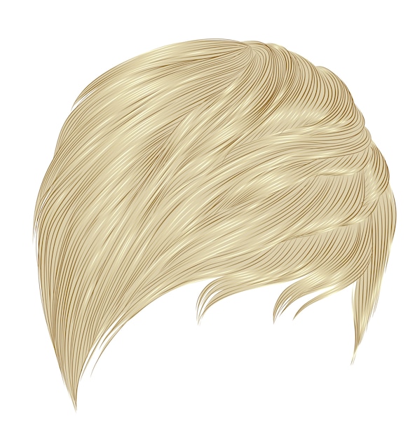 Vector flequillo de pelo rubio corto de mujer.