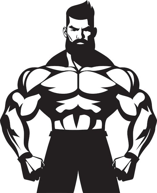 Vector flex persona black vector logo icon del culturista de dibujos animados titán musculoso pose caricatura de caricaturas