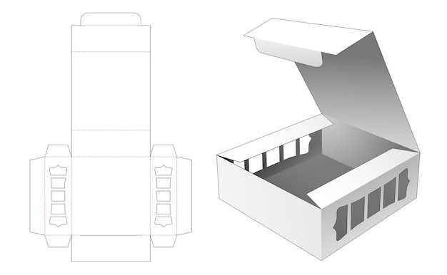 Flip bekery box con plantilla troquelada de 2 ventanas laterales