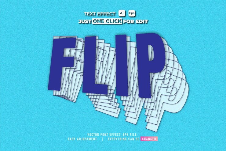Vector flip efecto de texto premium estilo de plantilla de vector editable aspecto moderno con el efecto de luz brillante todo se puede cambiar y ajustar de acuerdo con las necesidades del evento y más