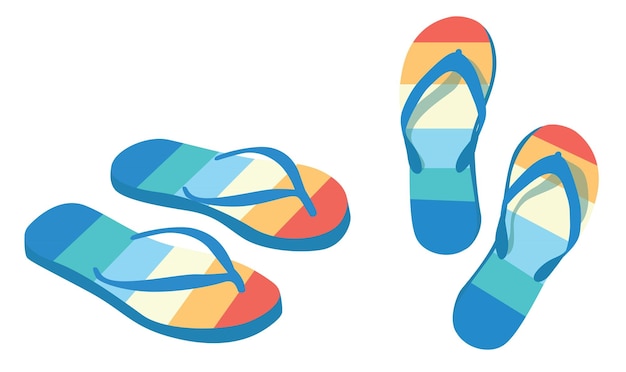 Flip flops conjunto vectorial plano Ilustración de flip flops coloridos en estilo de dibujos animados Concepto de verano