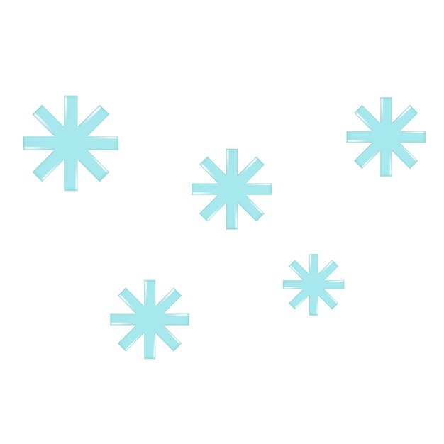 Floco de nieve 3D realista azul dibujado a mano Diseño decorativo 3D del elemento de pronóstico del tiempo Símbolo de icono Meteorología Invierno Ilustración vectorial abstracta aislada sobre un fondo blanco