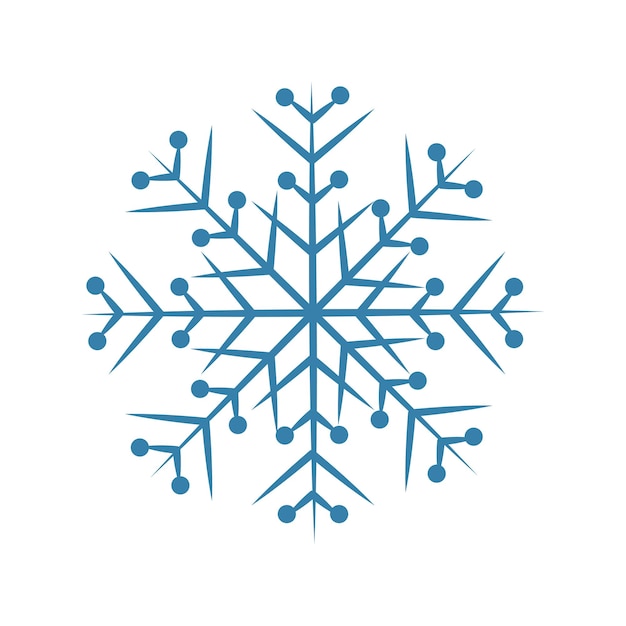 Floco de nieve azul en un icono de fondo blanco hermoso floco de nieve azul ilustración vectorial dibujada a mano