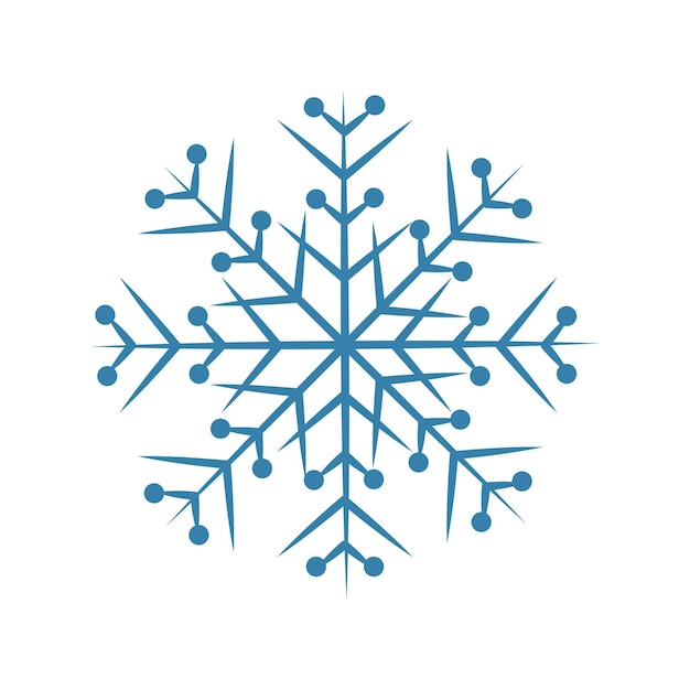 Floco de nieve azul en un icono de fondo blanco hermoso floco de nieve azul ilustración vectorial dibujada a mano