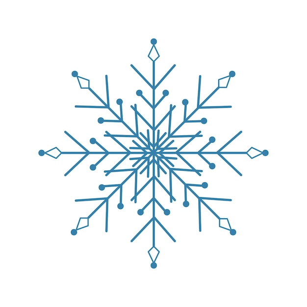 Floco de nieve azul sobre un fondo blanco Floco de nieve abierto Ilustración vectorial Fondo de invierno