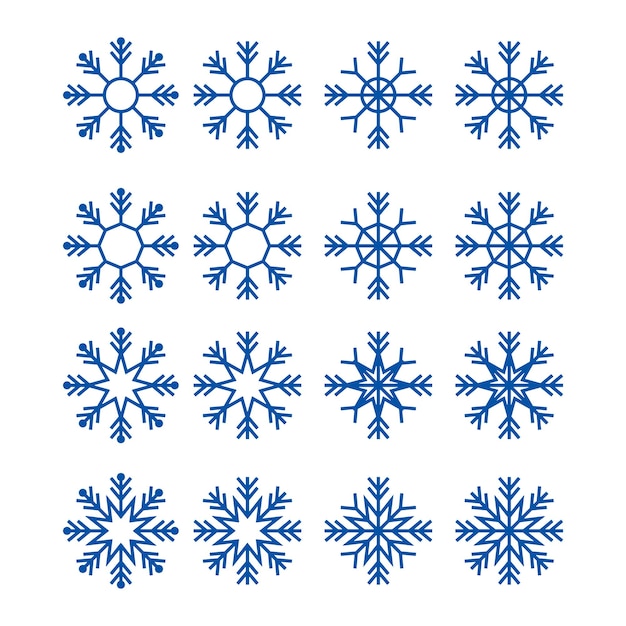 Floco de nieve Colección aislada de flocos de nieve Ilustración vectorial