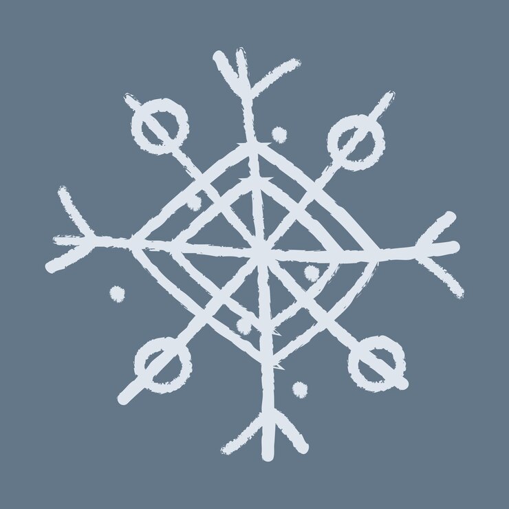 Vector floco de nieve dibujado a mano con dos rombos ilustración de clipart en color vectorial