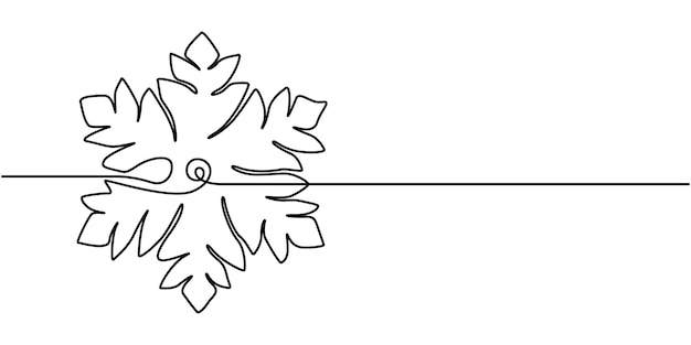 Floco de nieve dibujo vectorial continuo de una línea decoración de Feliz Navidad