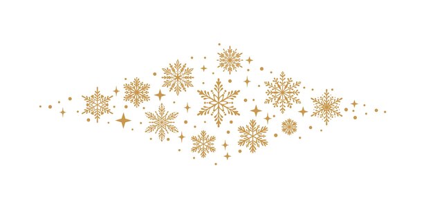 Floco de nieve con gradiente dorado ilustración de clip art decorativa elemento de tarjeta de felicitación de nieve