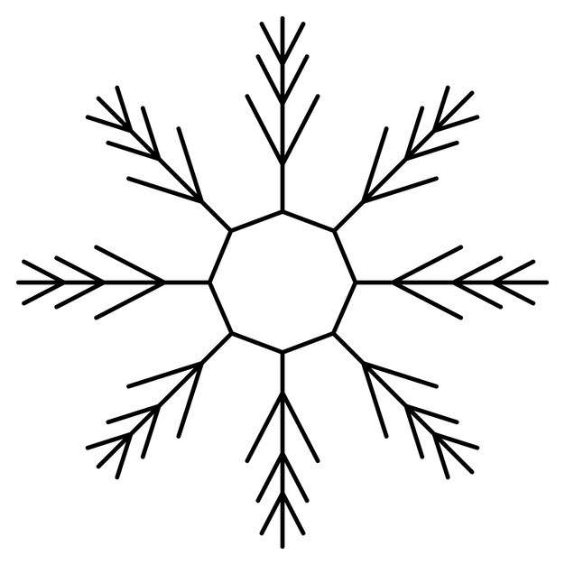 Floco de nieve Ilustración vectorial estilo Doodle Un cristal frágil de forma intrincada Estrella congelada