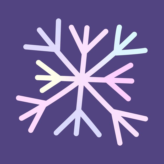 Floco de nieve de neón en estilo doodle Floco de neve en gradiente en colores pastel Nieve de Año Nuevo Cristal de dibujo