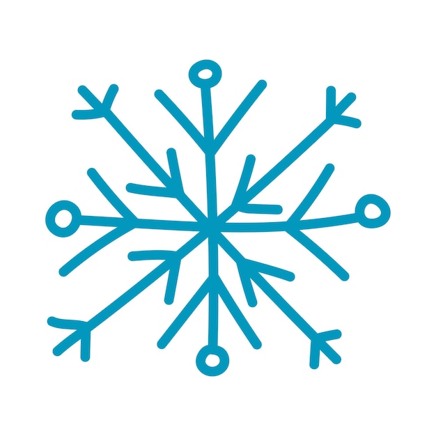 Floco de nieve simétrico azul Ícono aislado Ilustración vectorial
