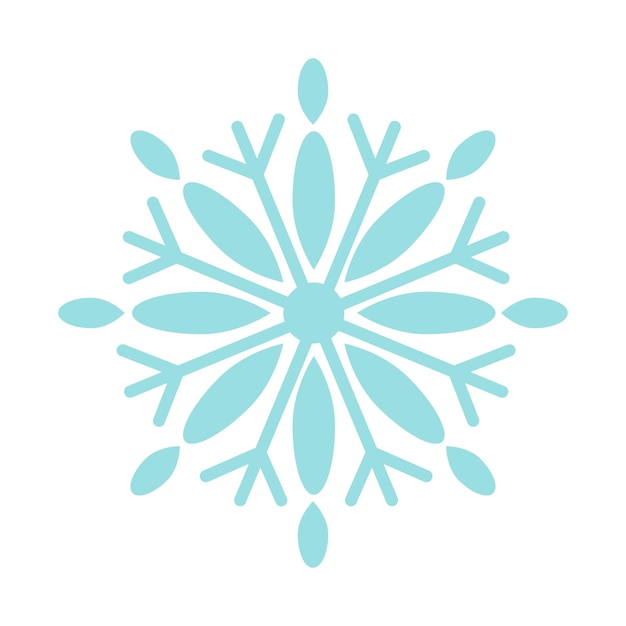 Floco de nieve simétrico azul Ícono aislado Ilustración vectorial