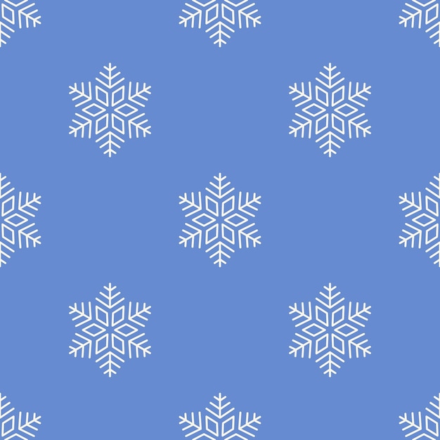 Flocos de nieve blancos sobre fondo azul patrón sin costuras vectorial para papeles de pared textiles papel de envoltura