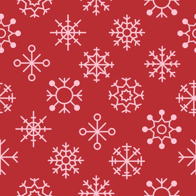 Flocos de nieve blancos sobre fondo rojo patrón sin costura para la réplica continua
