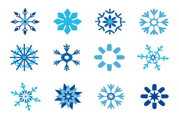 Flocos de nieve Diseño vectorial de Navidad Iconos de flocos de Nieve Vector Floces de nieve Conjunto de iconas de nieve