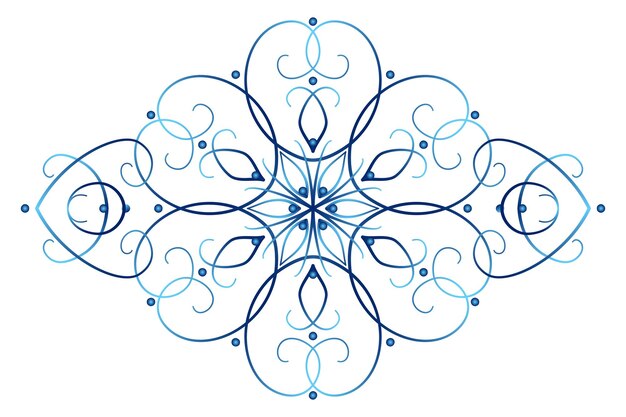 Flocos de nieve elegantes y ornamentados de color azul con borde sin costuras elemento de diseño de encaje floral ovalado Floco de nieve elegante