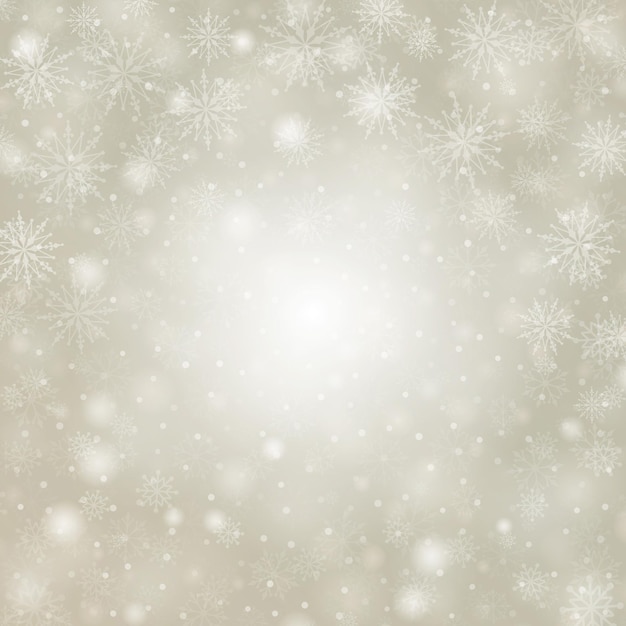 Flocos de nieve de fondo navideño con luces