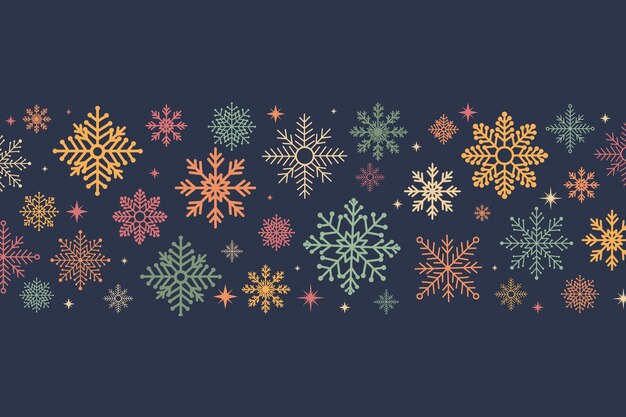 Flocos de nieve Frontera moderna vacaciones de invierno Floco de nieve Ilustración de frontera Feliz invitación de Navidad