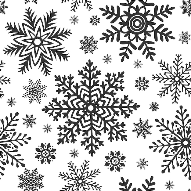 Flocos de nieve Ilustración gráfica vectorial de patrón sin costuras para Navidad y Año Nuevo