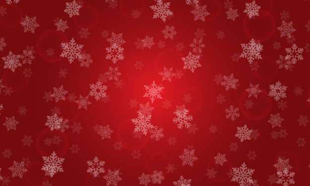 Flocos de nieve de Navidad abstractos sobre un fondo rojo