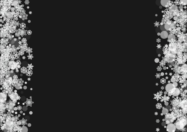 Vector flocos de nieve de navidad sobre un fondo negro