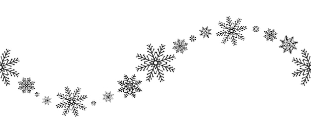 Flocos de nieve olas borda sin costuras ilustración gráfica vectorial para Navidad o Año Nuevo
