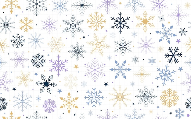 Flocos de nieve ornamental patrón sin costuras floral decorativo invierno colorido impresión en papel de textura vectorial