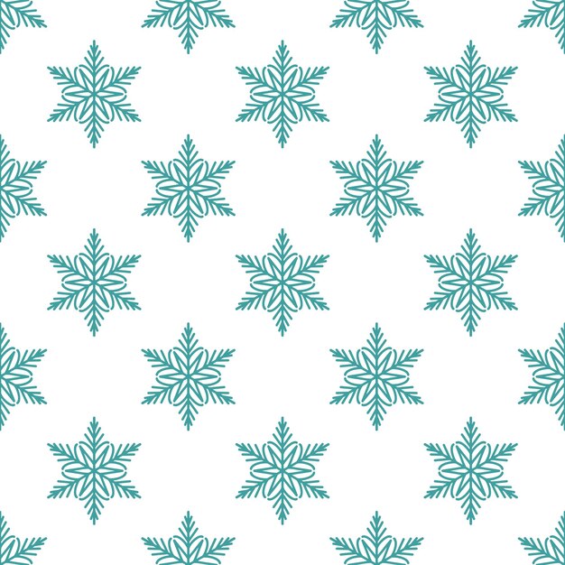 Flocos de nieve patrón sin costuras detallado ilustración de línea vectorial dibujada a mano contorno gráfico dibujado de Navidad y Año Nuevo fondo para invierno helado diseño embalaje de regalos embalaje textil