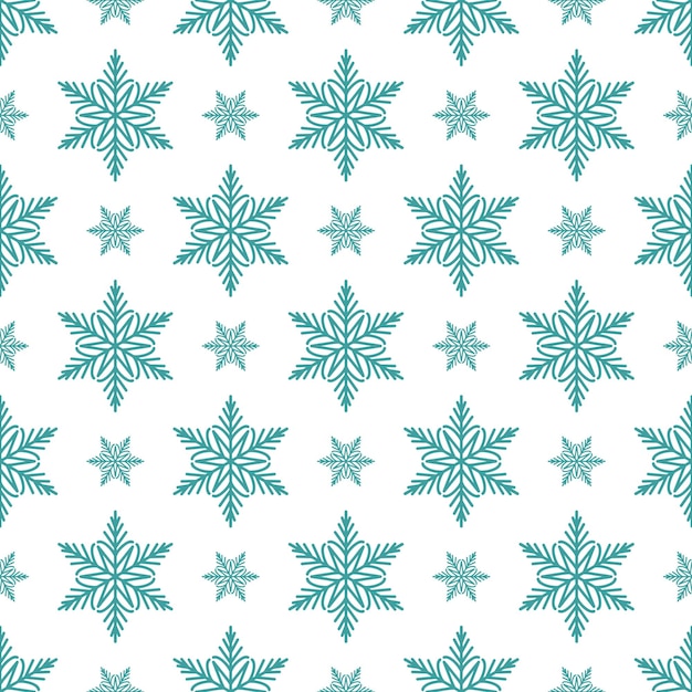 Flocos de nieve patrón sin costuras detallado ilustración de línea vectorial dibujada a mano contorno gráfico dibujado de Navidad y Año Nuevo fondo para invierno helado diseño embalaje de regalos embalaje textil