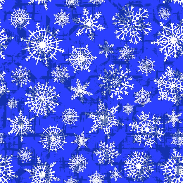 Flocos de nieve con patrón sin costuras de fondo de invierno