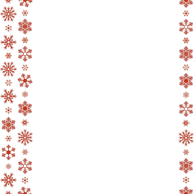 Vector flocos de nieve rojos borde vertical sin costura patrón vectorial repetitivo adorno de vacaciones sin fin